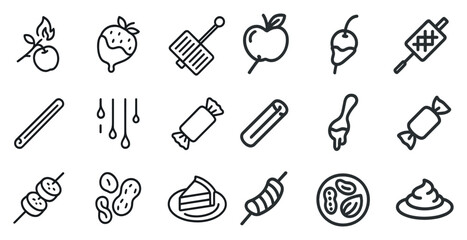 Food and dessert outline icons set &ndash; line, silhouette, culinary and snack symbols