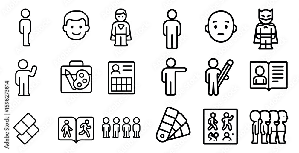 Aufkleber user interface line icons set – silhouettes, ui, design and web elements