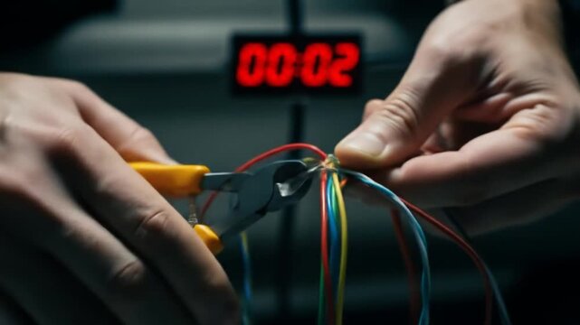 Defusing a Bomb Close Up Time Running Out