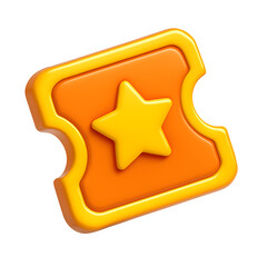 3D Golden Ticket Icon Representing Entry or Reward