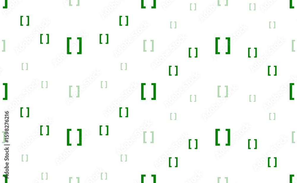 Poster seamless pattern of large and small green square brackets symbols. the elements are arranged in a wa
