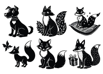 A versatile vector set featuring cute black cat and kitten silhouettes, ideal for animal illustrations and pet icons