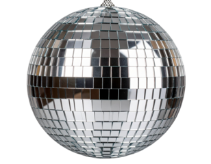  Close-Up of Rotating Disco Ball, Reflections in Motion, Side Angle