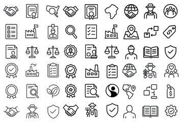 Business and management icons set – outline, linear, corporate symbols
