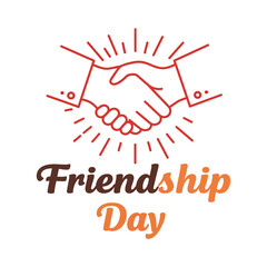 Happy Friendship day colorful typography with a handshake