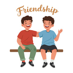 Two friends smiling. minimal flat vector illustration on white background