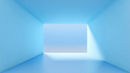 Fototapeta premium A minimalistic blue room with soft lighting, perfect for backgrounds and modern design elements.