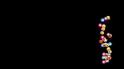 emoji social media Live streaming style animated icon explosion with alpha channel - Powered by Adobe