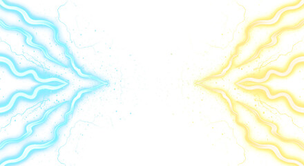 Electric Lightning energy clash Cyan vs Yellow Lightning Storm isolated on a transparent background