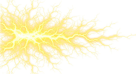 Electric Lightning Bolt with Energy Plasma Explosion isolated on Transparent Background