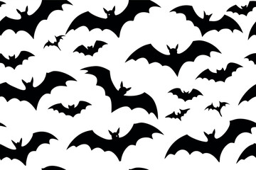Naklejka premium Seamless pattern featuring bats in flight creating a spooky and festive design suitable for Halloween or nocturnal themes
