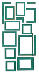 Teal Vintage Wooden Frames Isolated on Transparent Background