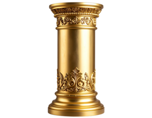  Decorative Gold Column with Royal Motifs, Angled View, Realistic Shadows