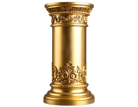  Decorative Gold Column with Royal Motifs, Angled View, Realistic Shadows