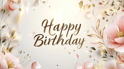 Elegant birthday banner with floral details and space for personalization