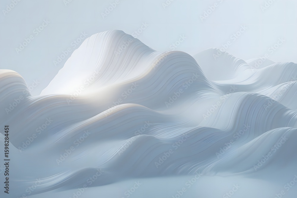 Poster abstract white landscape with smooth lines and soft light minimalist and serene ideal for background