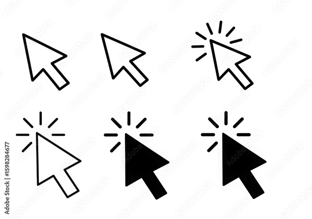 Poster a set of six cursor icons are displayed in black and white on a transparent