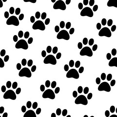 Seamless Pattern of Black Paw Prints Playful Animal Footprints Design