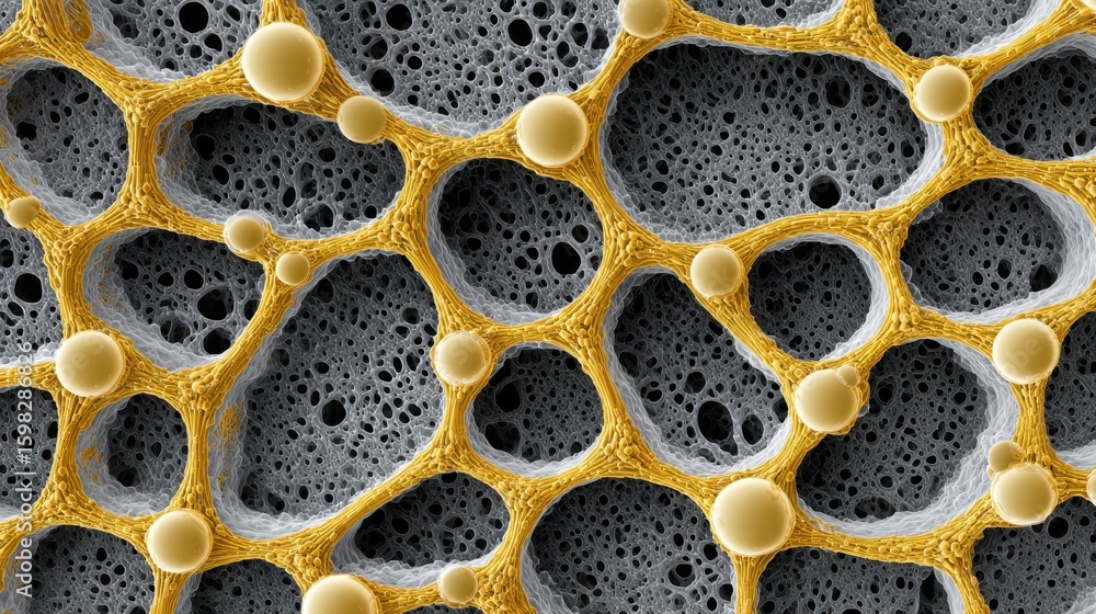 Poster microscopic view revealing smooth, uniform niobium tin membrane surface with subtle light reflection