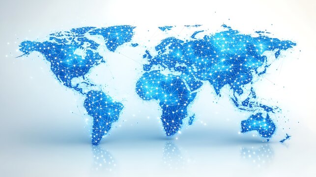 Detailed world map with interconnected network design.