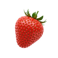Realistic Ripe Red Strawberry on Transparent Background