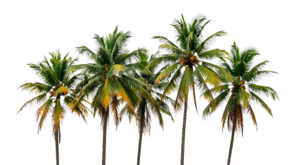 Lush Tropical Coconut Palm Trees on a Transparent Background