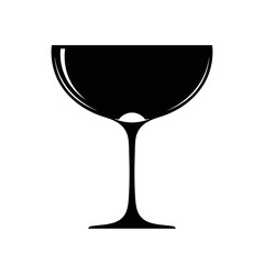 Silhouette of a coupe glass for creative design and cocktail illustration, transparent background