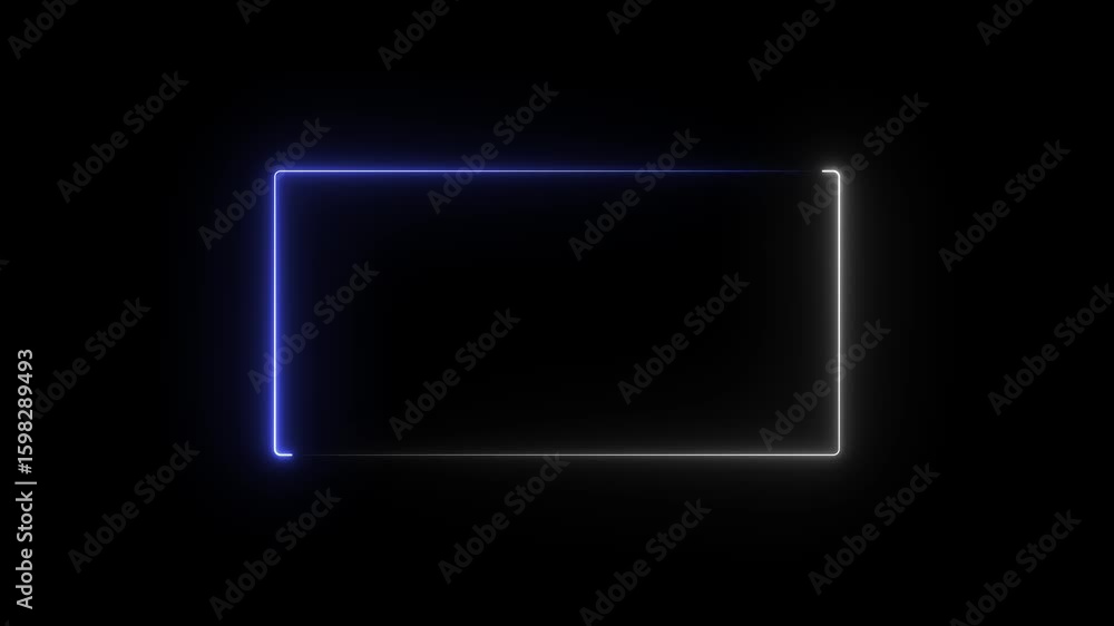 Poster animation of glowing neon rectangles abstract background. abstract glowing neon rectangle border fra