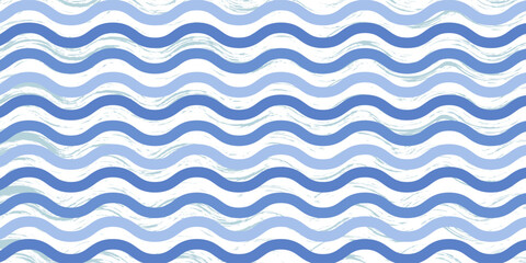 Seamless Wave Pattern, Hand drawn water sea vector background. Eps10 vector illustration.