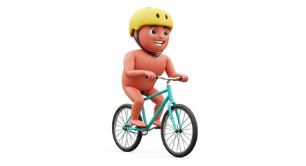 Cartoon child riding bicycle