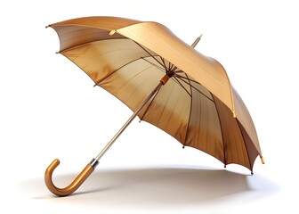A tan umbrella isolated on white background