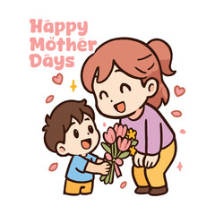 Happy Mother&rsquo;s Day &ndash; A Child Giving Flowers to Their Mother with Love and Joy