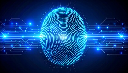 Fingerprint overlaid with digital circuit