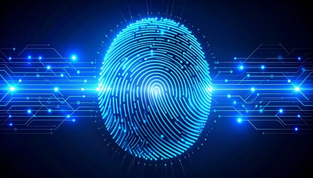 Fingerprint overlaid with digital circuit