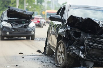 Severe head-on collision between car and SUV