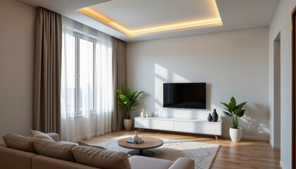 Modern living room temperature control home technology unit wall conditioning system cozy environment