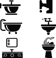 Bathroom Toilet Silhouettes in Monochrome