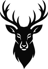 Elegant black and white stylized deer head logo design.