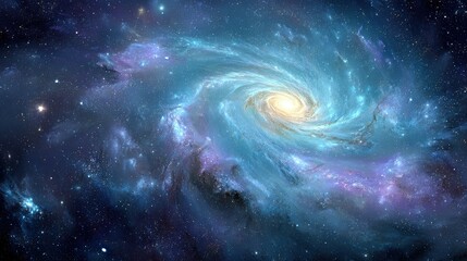 Obraz premium Spiral Galaxy With Colorful Nebulae