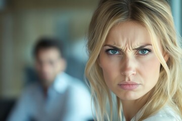 Fototapeta premium Frustrated businesswoman arguing in modern office