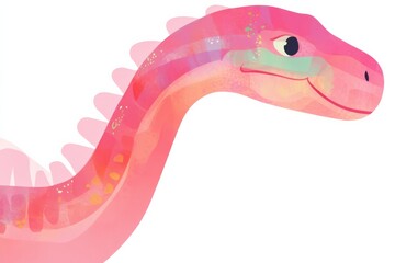 Fototapeta premium Majestic pink brachiosaurus art with whimsical design for children's room decor
