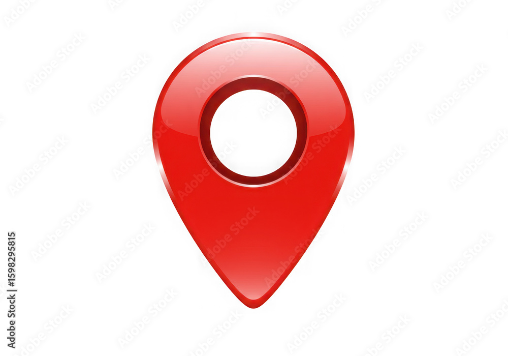 Poster a shiny red location pin icon indicates a specific place on a map for navigation