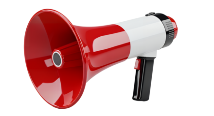 Red and White Megaphone Isolated on White Background
