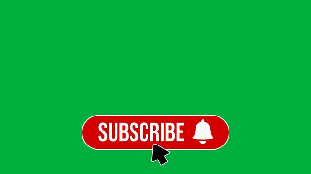 Pop up youtube subscribe pop up suscribe bell icon button clicked animation motion graphic with green screen background or chroma key for youtuber