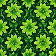 A lush, green floral pattern with a folk art feel.