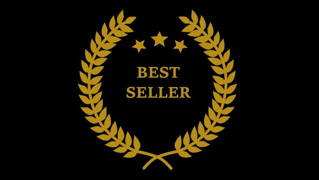 Golden Laurel Best Seller Award Badge .Top Ranking Best Seller Icon. Symbol of Product Popularity and High Customer Ratings