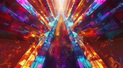 Fototapeta premium A kaleidoscope of hues adorns the towering pyramids creating a mesmerizing sight.