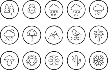 Nature weather and seasonal icons trees rain image