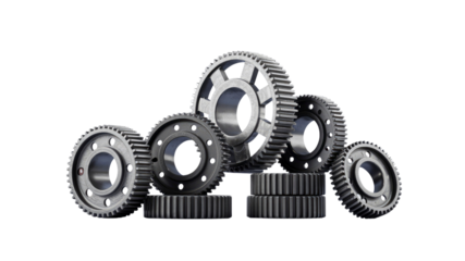 Interlocking Metal Gears Precision Engineering and Teamwork Concept