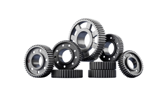 Interlocking Metal Gears Precision Engineering and Teamwork Concept